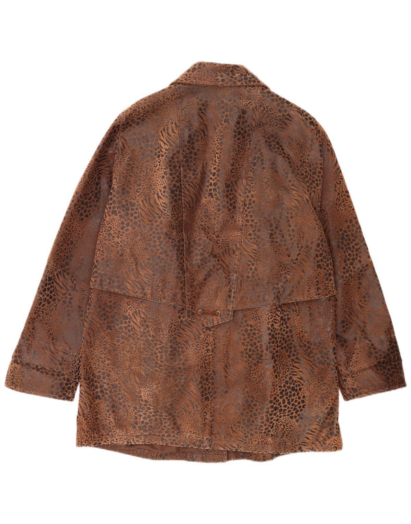 Yuppie Chaqueta de cuero para mujer ES 40 XL Estampado animal marrón