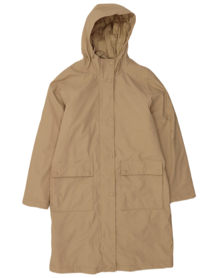 Marks & Spencer Womens Hooded Raincoat UK 12 Medium Beige Polyurethane