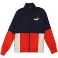 PUMA Boys Tracksuit Top Jacket 11-12 Years Navy Blue Colourblock Polyester