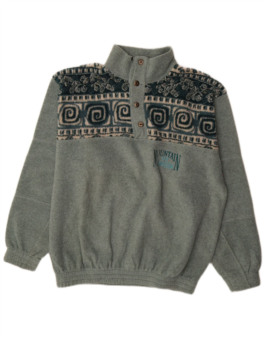 Gymnasium Herre Button Neck Fleece Jumper Medium Grøn Geometrisk Polyester