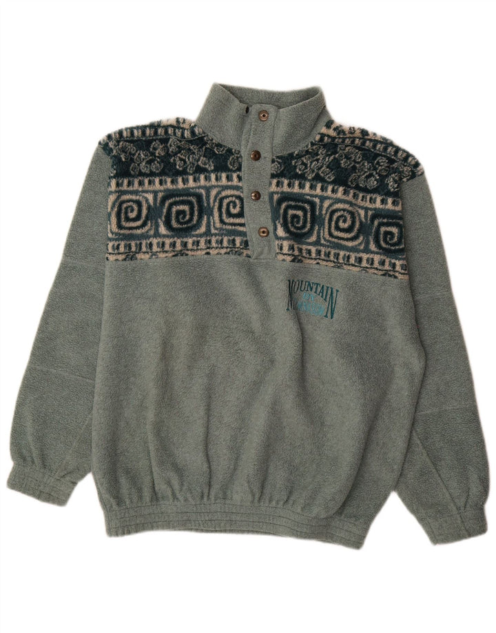 Gymnasium Herre Button Neck Fleece Jumper Medium Grøn Geometrisk Polyester