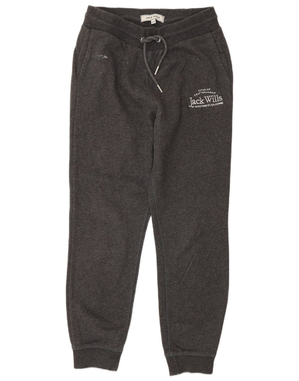 Jack Wills Damen-Trainingsanzughose mit grafischem Muster, Größe S, Grau, UK 10