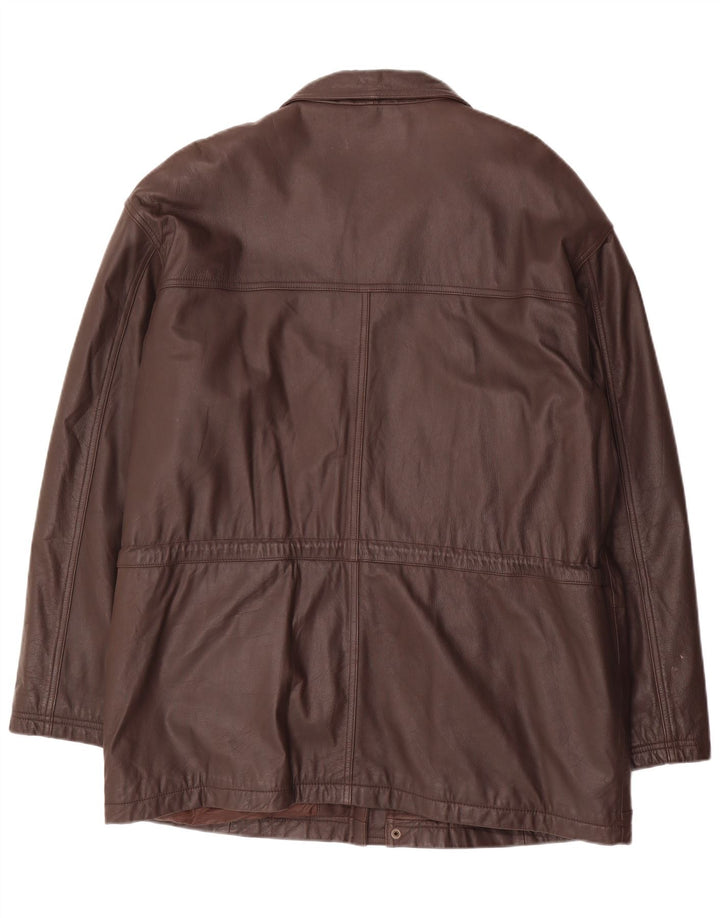 Vintage Mens Leather Jacket IT 52 XL Brown Leather