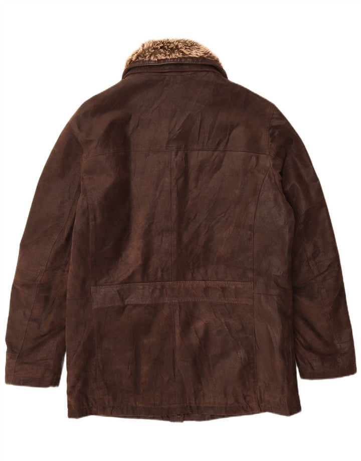 Vintage Mens Leather Coat IT 48 Medium Brown Leather