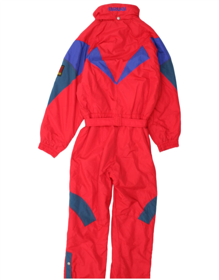 Brugi Womens Hooded Ski Jumpsuit IT 44 Medium  Red Colourblock Polyamide