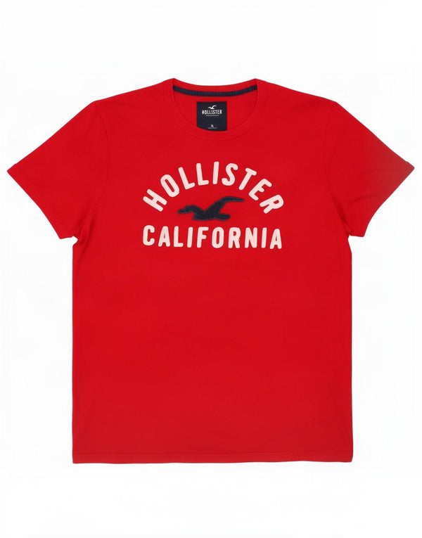 Hollister Herren Grafik-T-Shirt-Oberteil XL aus roter Baumwolle