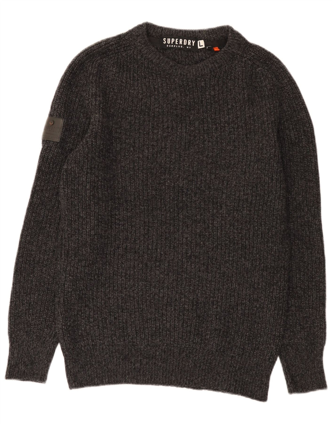 Superdry Mens Boat Neck Jumper Sweater Large Grey Wool