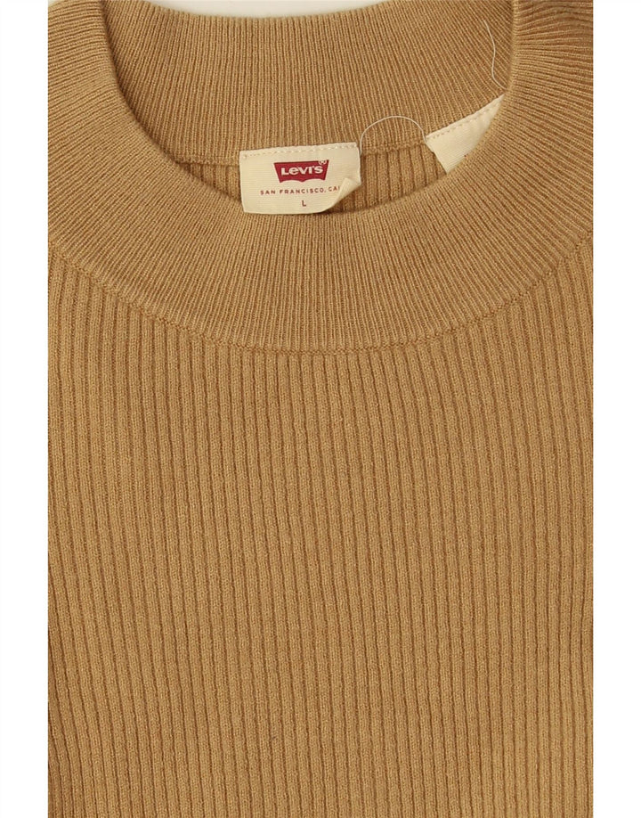 LEVI'S Womens Crew Neck Jumper Sweater UK 14 Large Beige Vintage Levi's and Second-Hand Levi's from Messina Hembry 