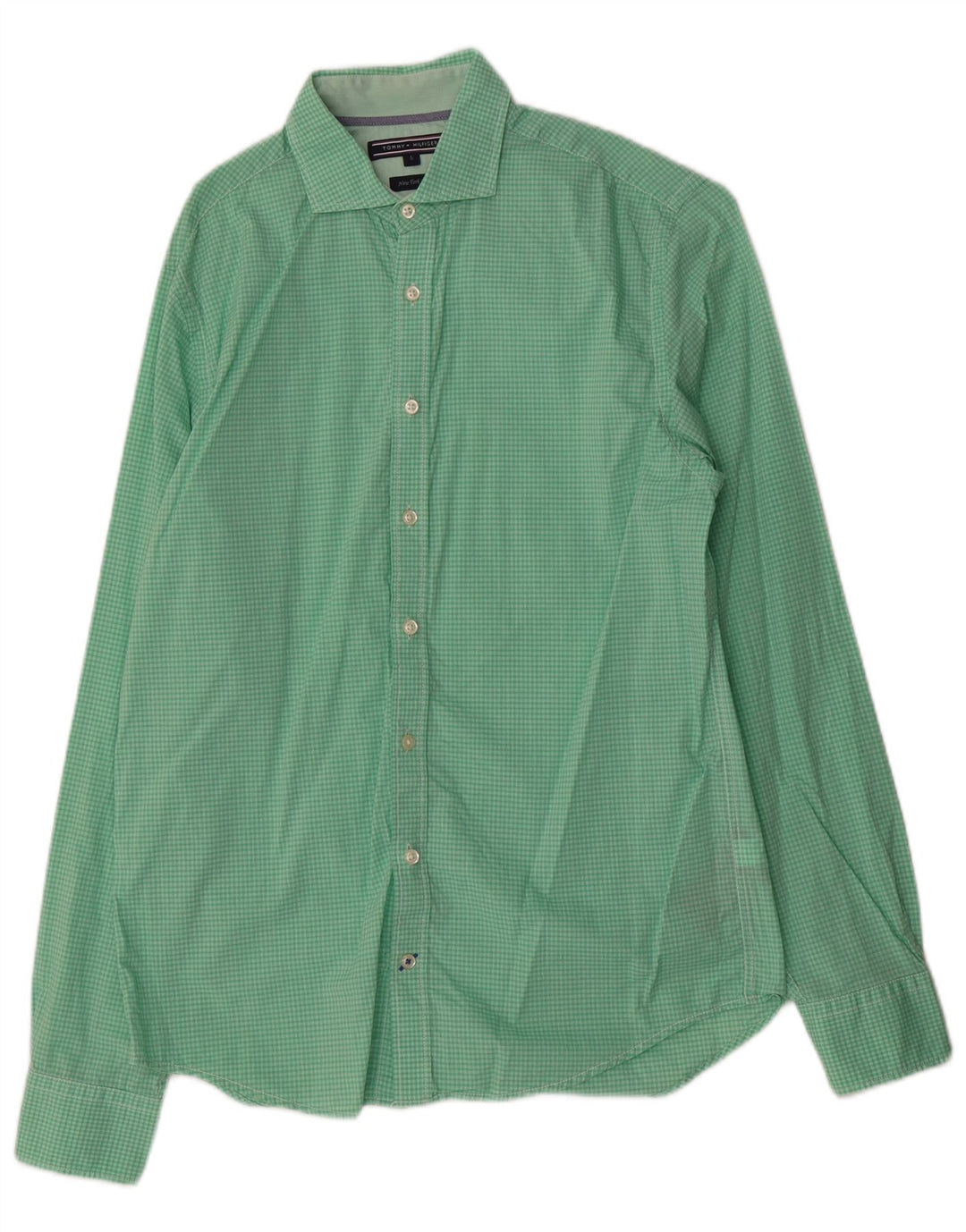 Tommy Hilfiger Mens Shirt Small Green Gingham Cotton