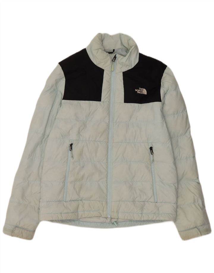 THE NORTH FACE Womens Graphic Padded Jacket UK 14 Medium Blue Colourblock