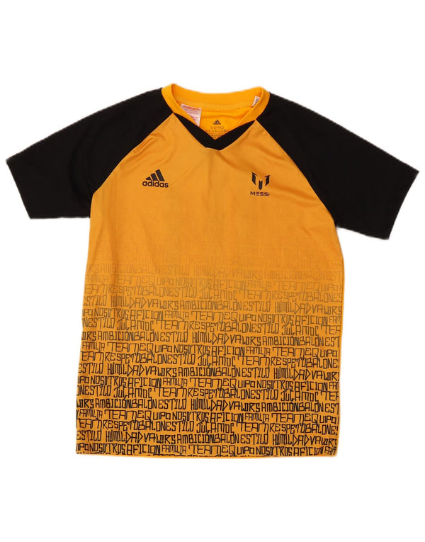 T-shirt grafica Adidas da ragazzo MESSI Top 11-12 anni in poliestere giallo sportivo