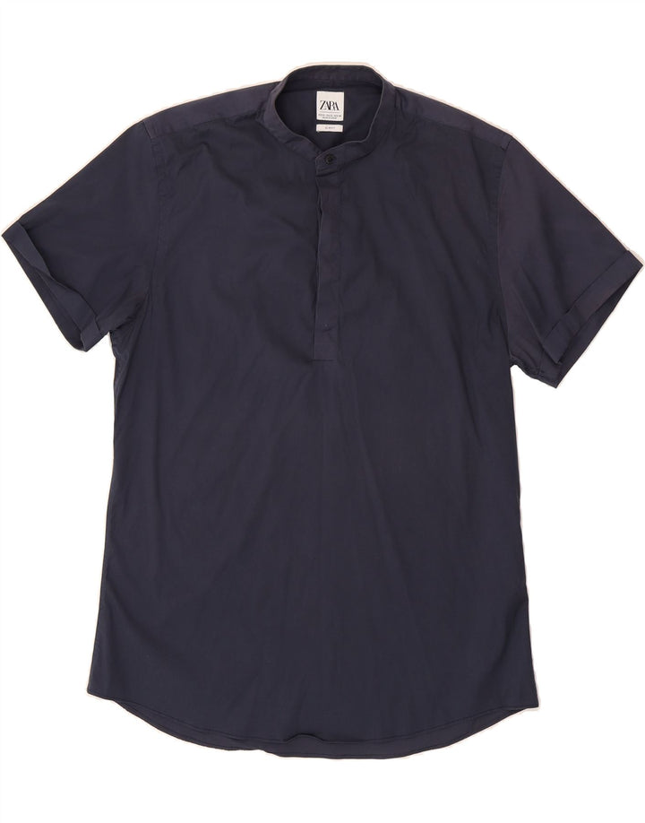 ZARA Mens Slim Fit Short Sleeve Pullover Shirt XL Navy Blue Vintage Zara and Second-Hand Zara from Messina Hembry 