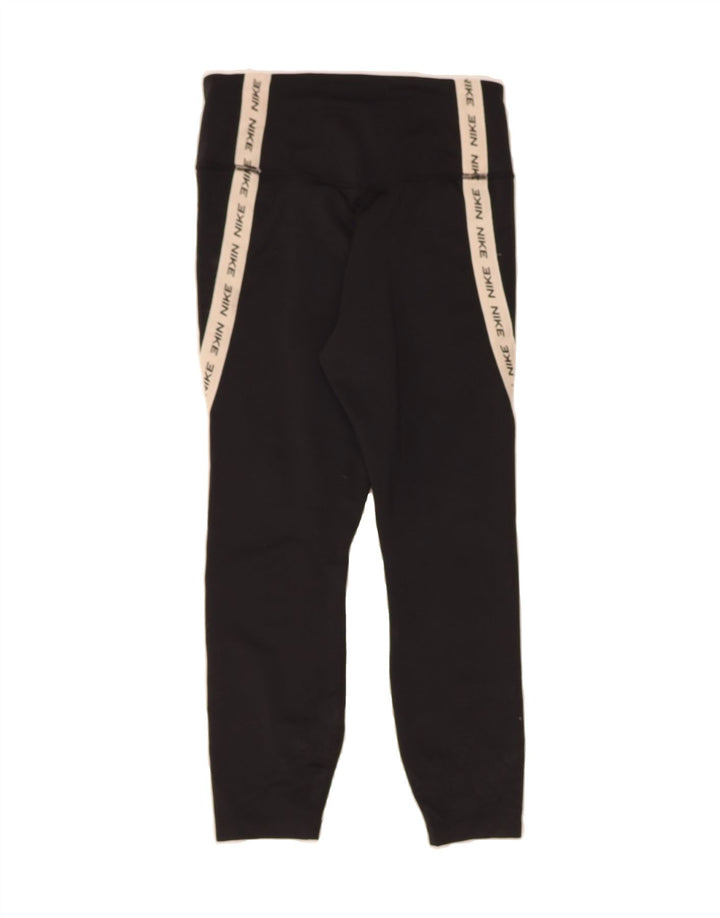 NIKE Womens Graphic Leggings UK 8 Small Black Polyester Vintage Nike and Second-Hand Nike from Messina Hembry 