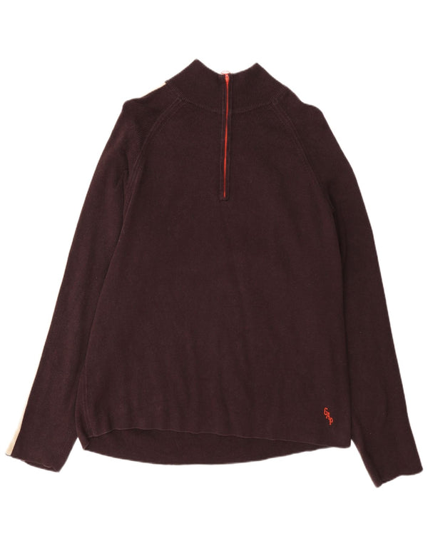 Gap Herre Regular Fit Zip Neck Jumper Sweater XL Bourgogne bomuld