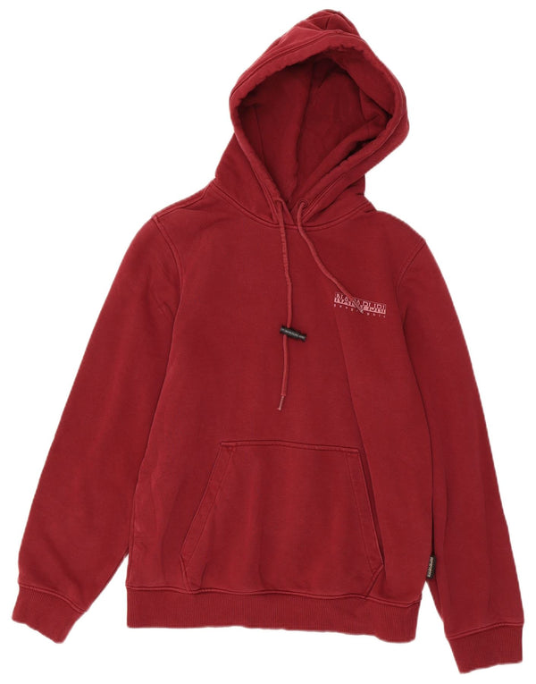 Napapijri Mens Geographic Graphic Hoodie Jumper Small Burgundy Cotton