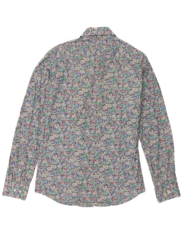 vintage Chemise Homme Taille 39/40 Coton Floral Multicolore Moyen