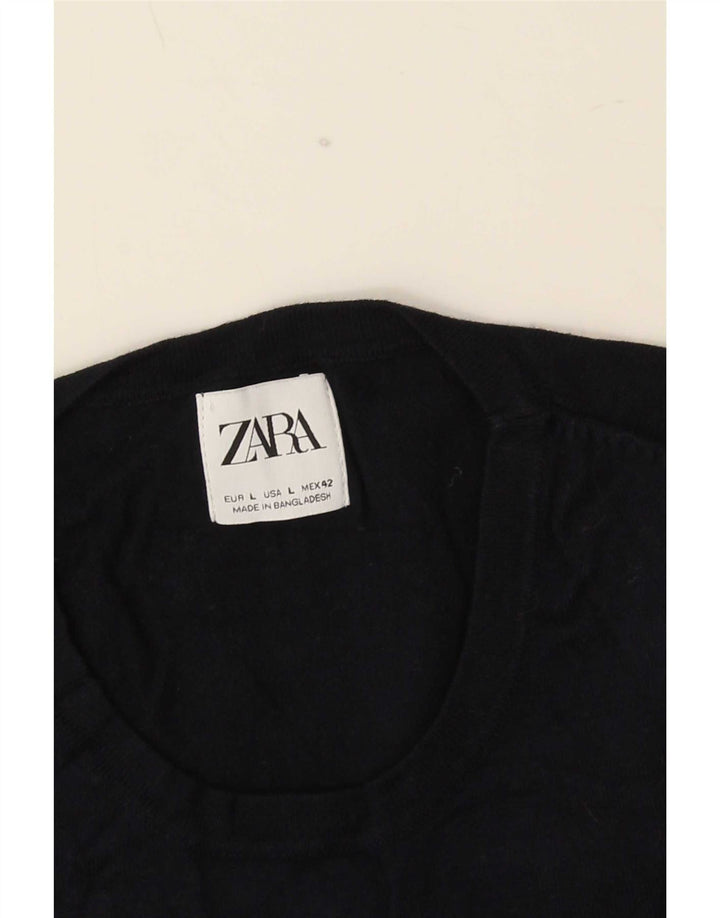 Zara Mens Crew Neck Jumper Sweater Large Black