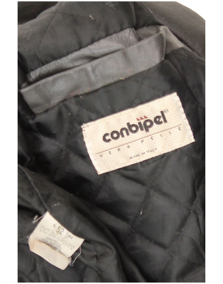 Conbipel Mens Leather Jacket IT 52 Large Grey Leather