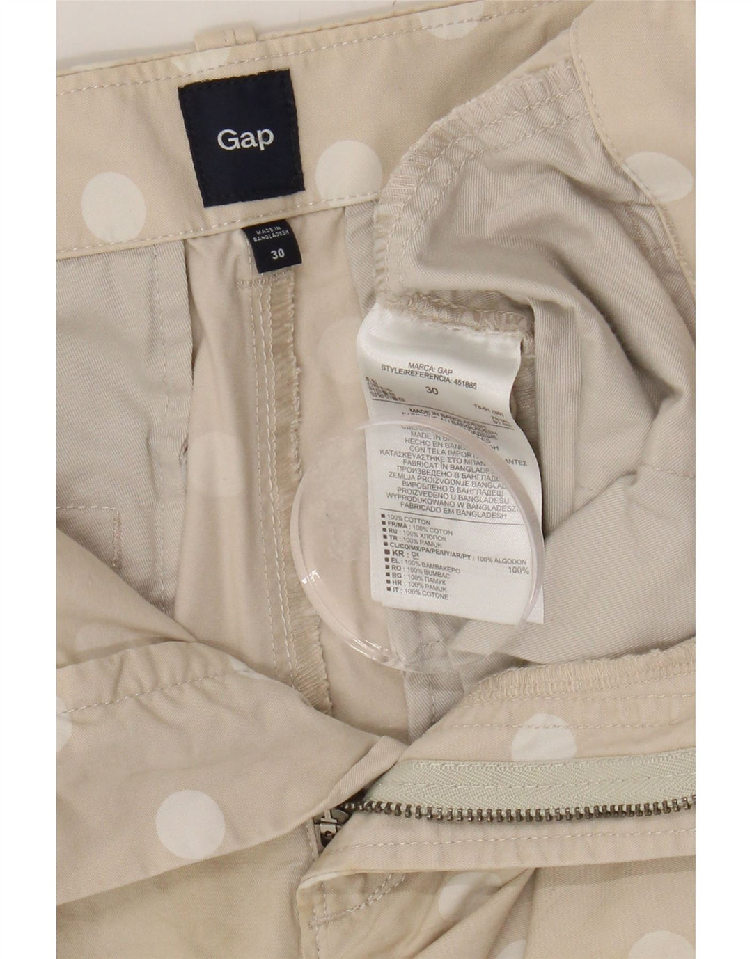 GAP Womens Chino Shorts W30 Medium Beige Polka Dot Cotton Vintage Gap and Second-Hand Gap from Messina Hembry 