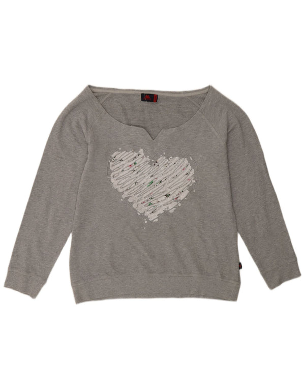 Γυναικεία γραφική φούτερ Kappa Jumper UK 18 XL Γκρι βαμβακερή καρδιά
