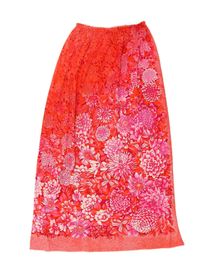VINTAGE Womens Maxi Skirt W32 Large Red Floral Vintage Vintage and Second-Hand Vintage from Messina Hembry 