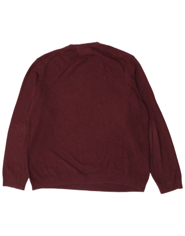 John Lewis Pull à col rond pour homme 2XL en coton bordeaux