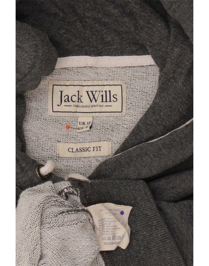 Jack Wills Womens Graphic Classic Fit Sweatshirt Jumper UK 12 Medium Grey
