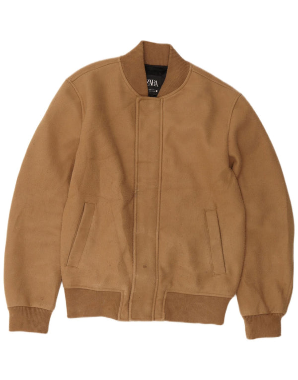 Giubbotto bomber da uomo Zara UK 38 Poliestere marrone medio