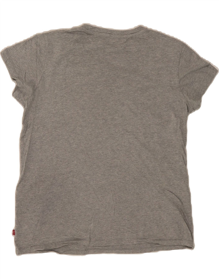 LEVI'S Womens Graphic T-Shirt Top UK 14 Medium Grey Cotton Vintage Levi's and Second-Hand Levi's from Messina Hembry 