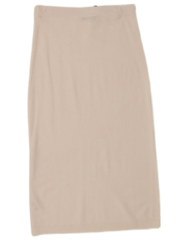 Zara Womens Knit Midi Skirt Medium W28 White Viscose