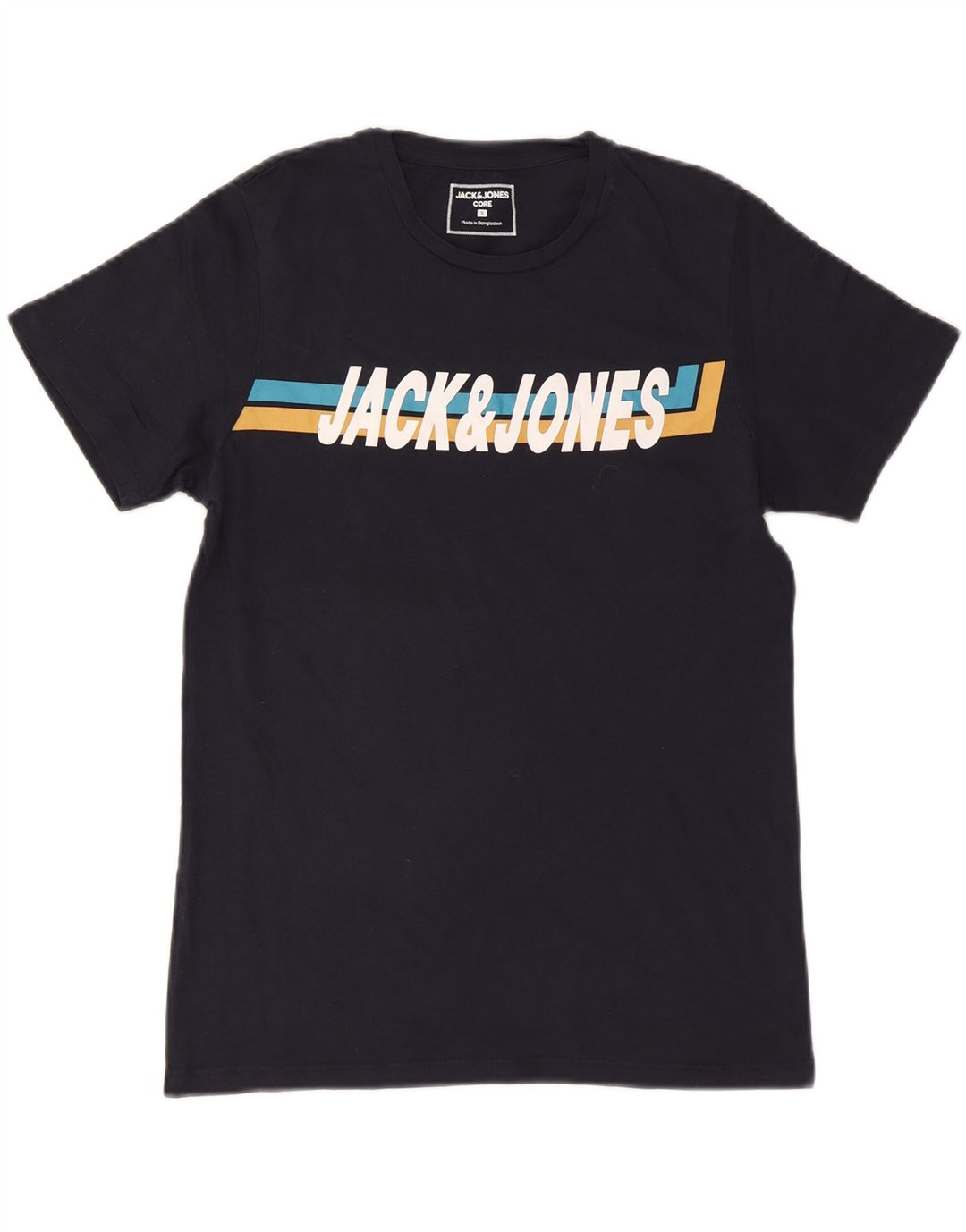 JACK & JONES Mens Core Graphic T-Shirt Top Small Navy Blue Vintage Jack & Jones and Second-Hand Jack & Jones from Messina Hembry 
