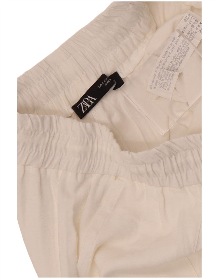Zara Womens Cropped Trousers Small W26 L25 White Modal