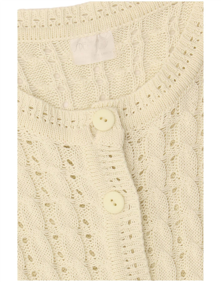 VINTAGE Womens Cardigan Sweater UK 12 Medium Off White
