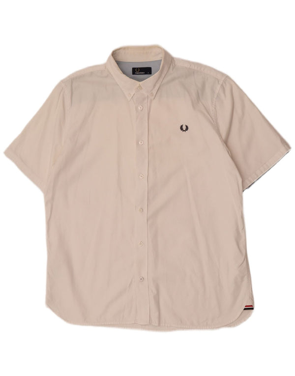 Fred Perry Mens Short Sleeve Shirt XL White Cotton
