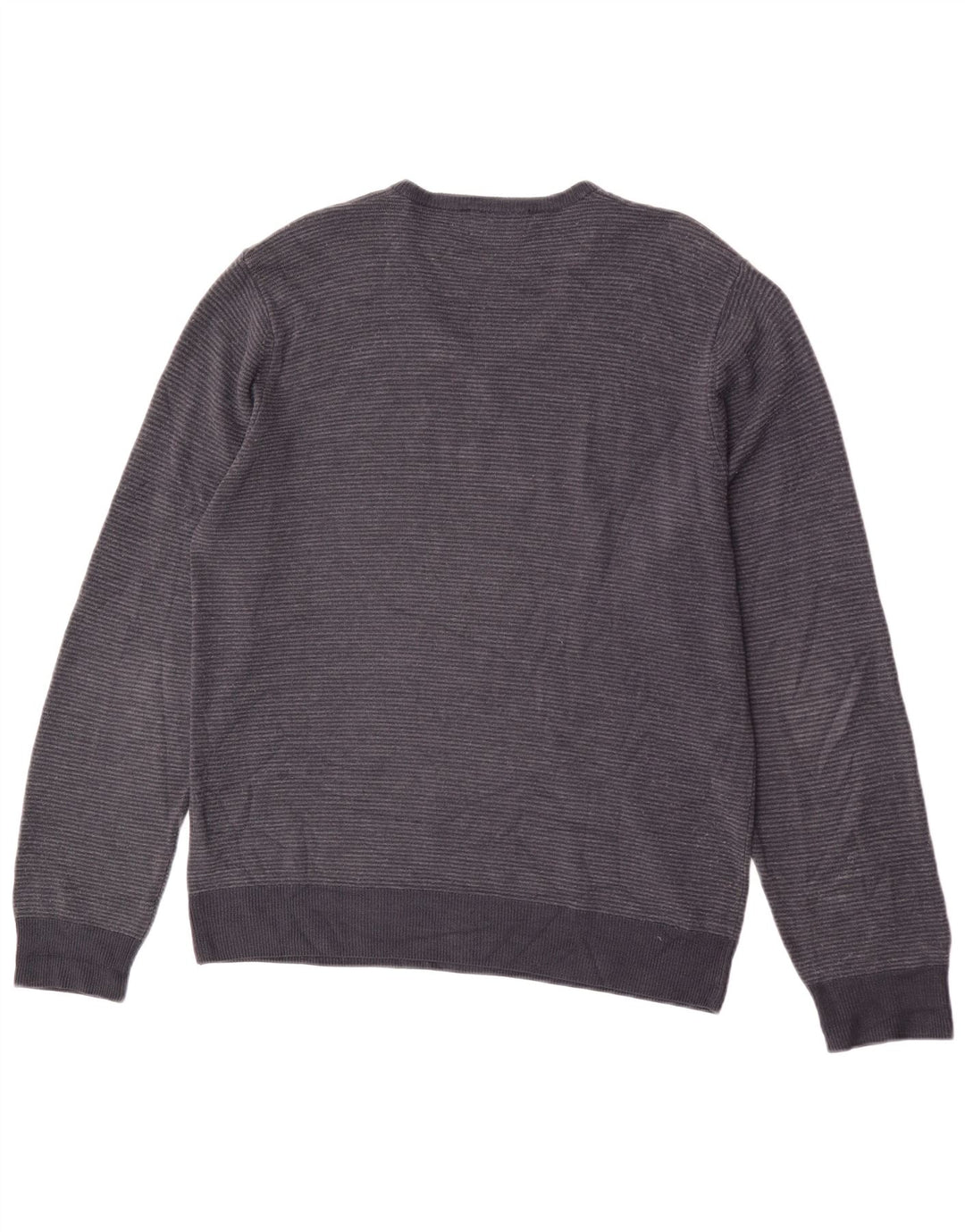 Marks & Spencer Mens V-Neck Jumper Sweater Medium Navy Blue Pinstripe