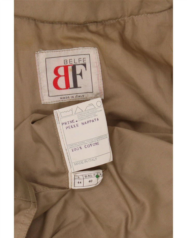 BELFE Damen-Jacke mit lockerer Passform, IT 44, mittelbeigefarbenes Colourblock-Leder