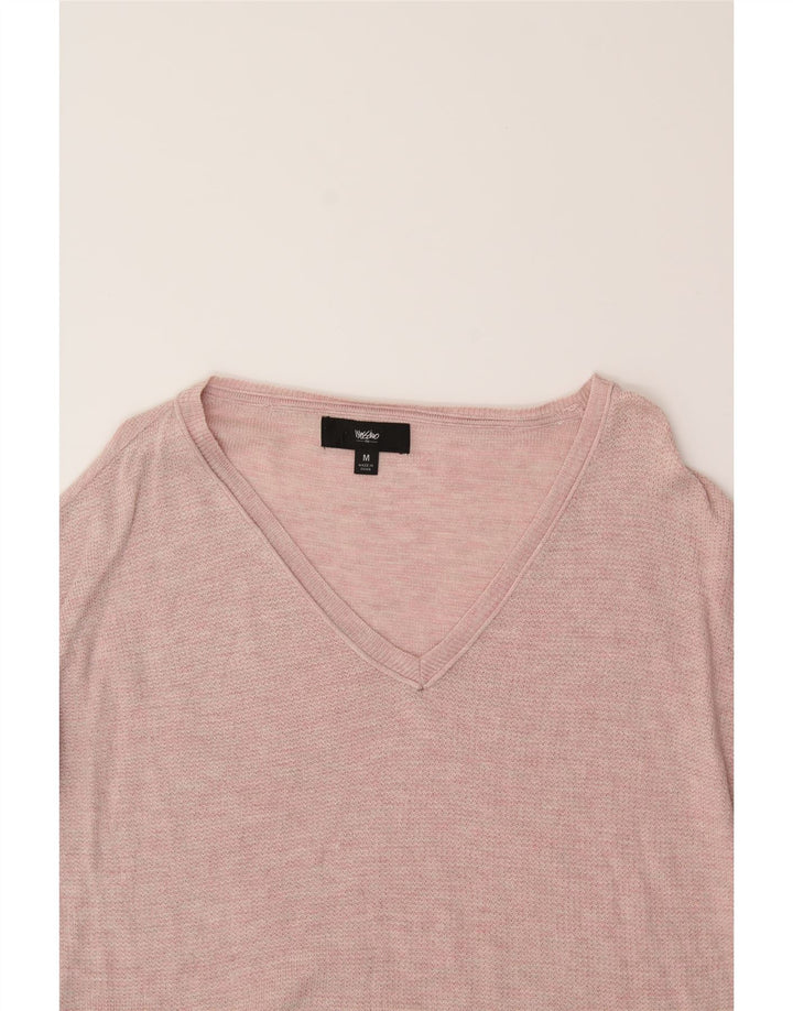 MOSSIMO Womens V-Neck Jumper Sweater UK 14 Medium Pink Nylon Vintage Mossimo and Second-Hand Mossimo from Messina Hembry 