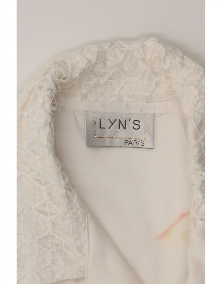 VINTAGE Womens Shirt Blouse UK 14 Medium White Viscose Classic Vintage Vintage and Second-Hand Vintage from Messina Hembry 