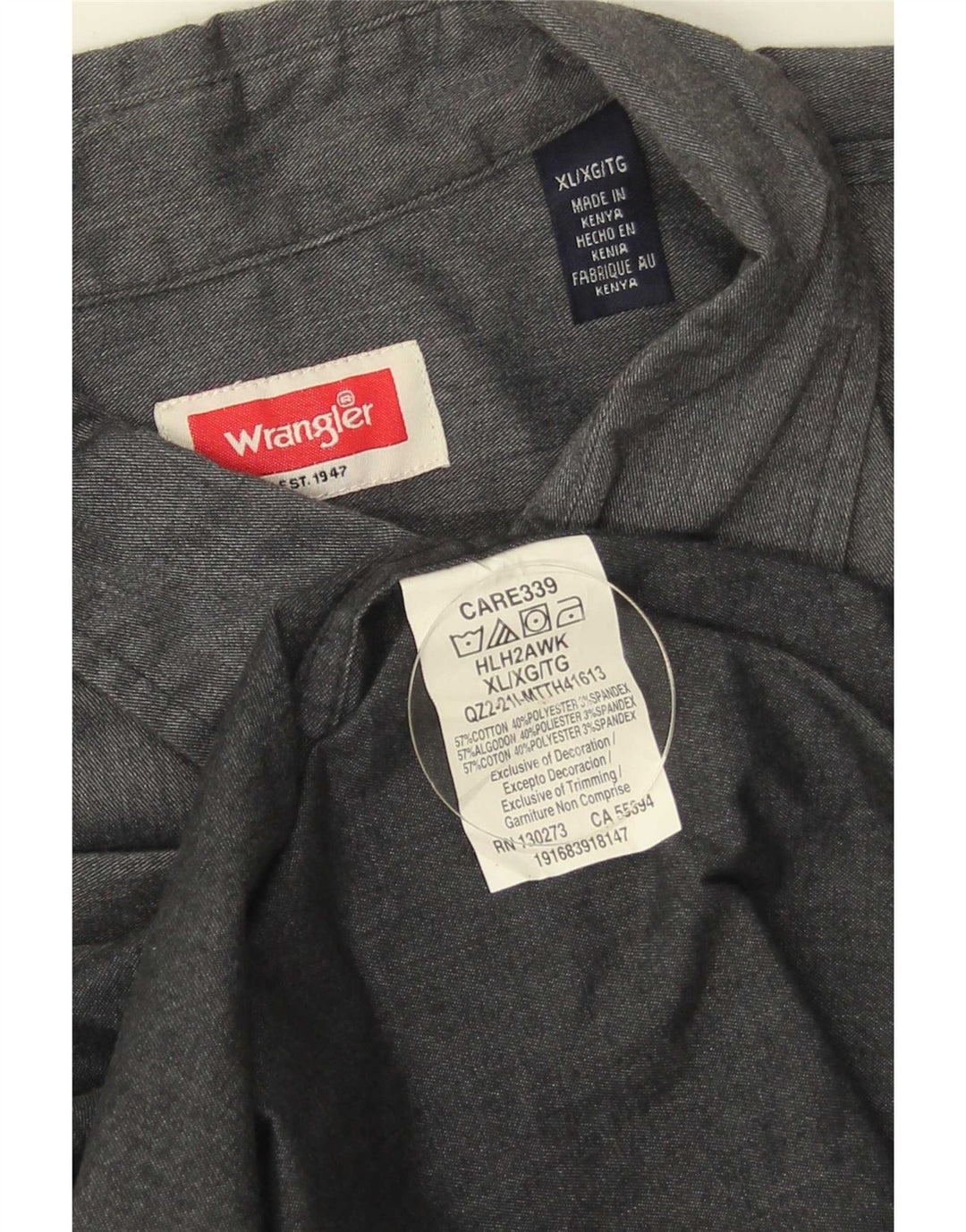 Wrangler Mens Shirt XL Grey Cotton