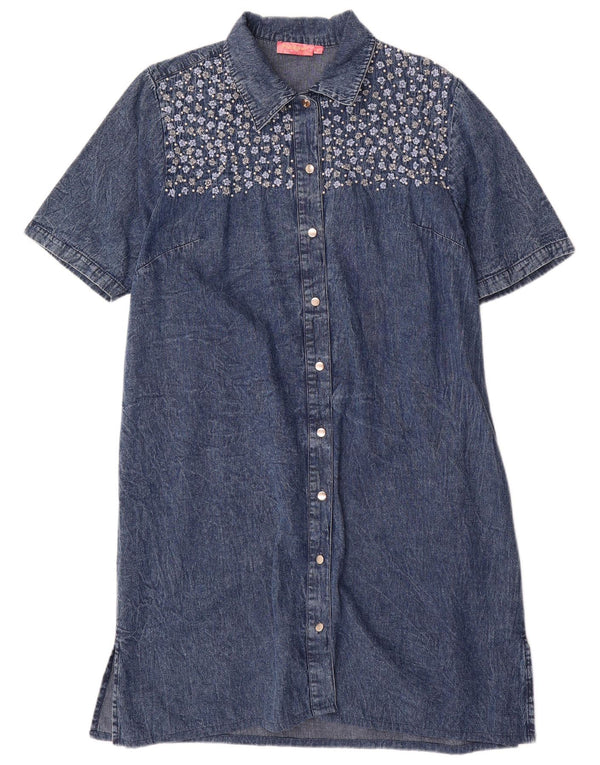 Positano af Jean Paul Kortærmet skjortekjole til kvinder UK 14 Medium Blue