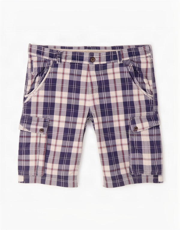 Crew Clothing Pantaloni scurți cargo pentru bărbați 2XL W42, bumbac cu carouri bleumarin