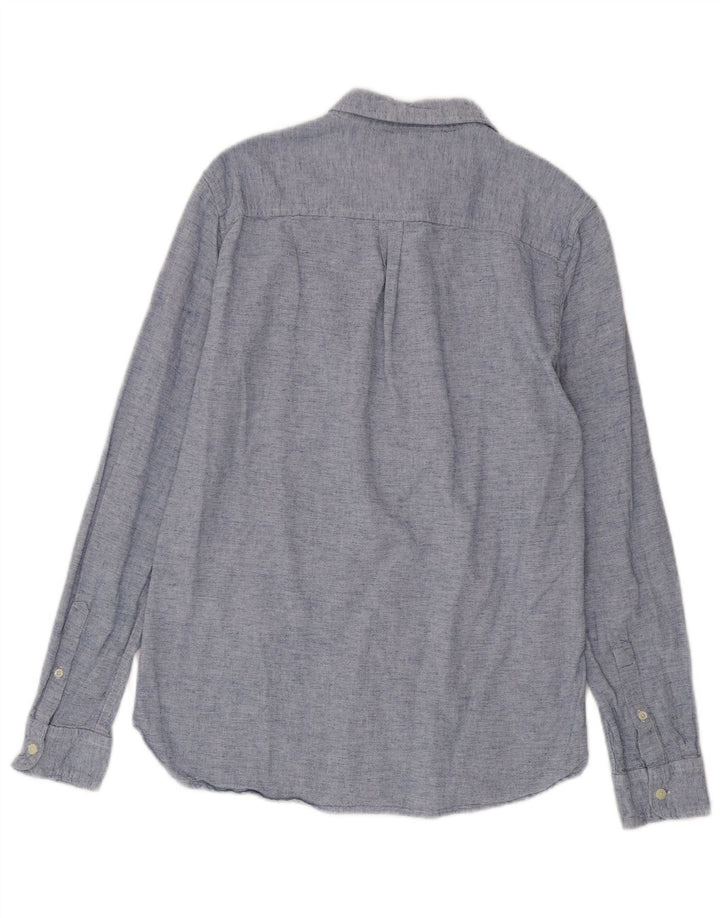 Superdry Herren-Hemd in normaler Passform, groß, aus blauer Baumwolle