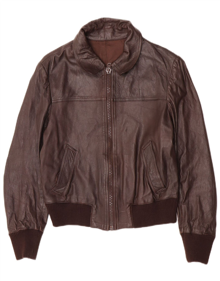 Vintage Mens Bomber Leather Jacket IT 48 Medium Brown Leather