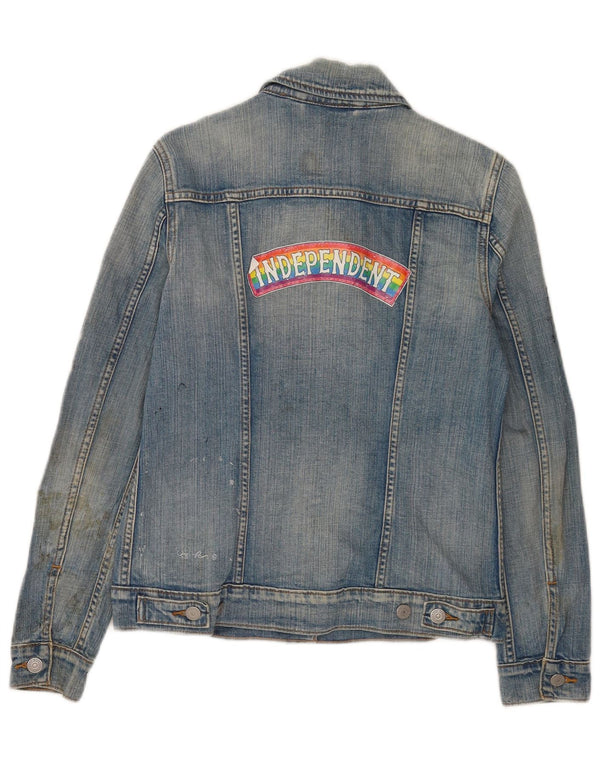 Женская джинсовая куртка Levi's с графическим рисунком UK 8, маленькая синяя, хлопок