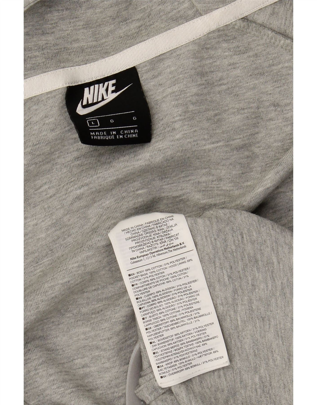 NIKE Womens Oversized Zip Hoodie Sweater UK 16 Large Grey Cotton Vintage Nike and Second-Hand Nike from Messina Hembry 
