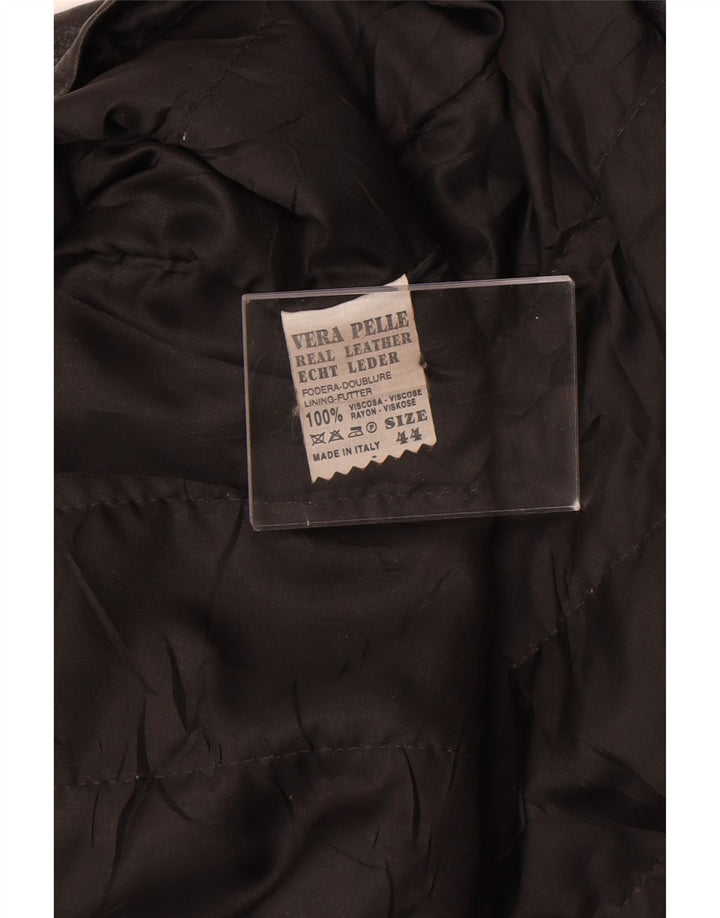Vintage Womens Leather Jacket IT 44 Medium Black Leather