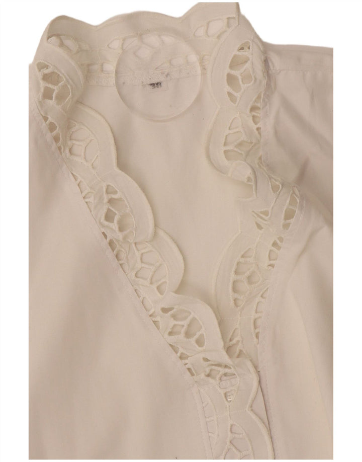 Vintage Womens Short Sleeve Shirt Blouse EU 38 Medium White