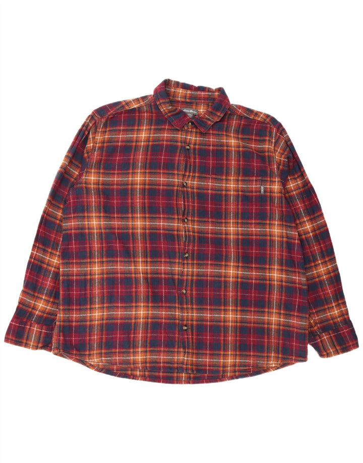 Eddie Bauer Mens Flannel Shirt 2XL Multicoloured Check Cotton