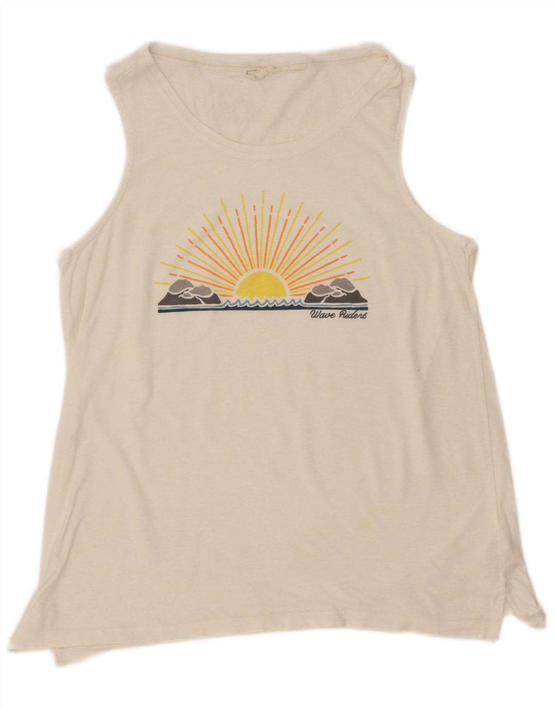 Fat Face Womens Graphic Vest Top UK 12 Medium  White Cotton