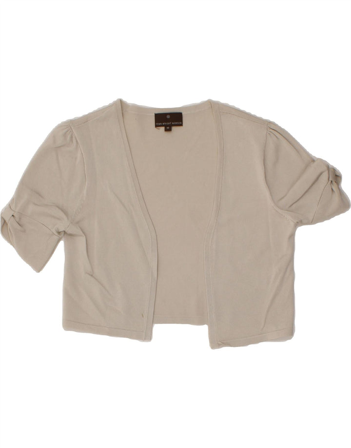 FENN WRIGHT MANSON Womens Crop Cardigan Top UK 10 Small Beige Viscose Vintage Fenn Wright Manson and Second-Hand Fenn Wright Manson from Messina Hembry 